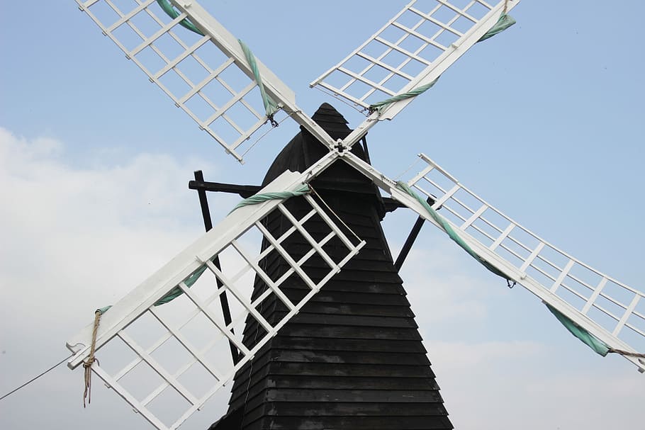 Windmill, Restored, Day, Outdoors, spring, alternative energy HD wallpaper