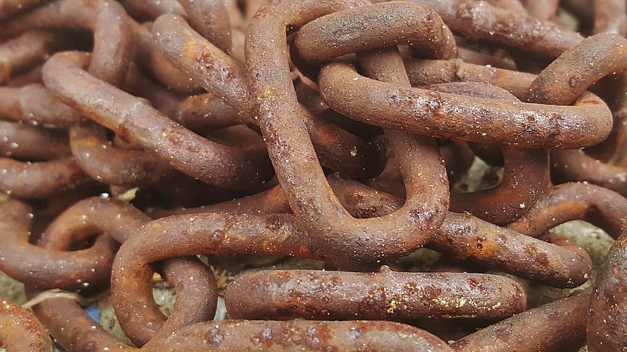 rust, rusted, chains, links, corrosion, corroded, metal, metal texture HD wallpaper