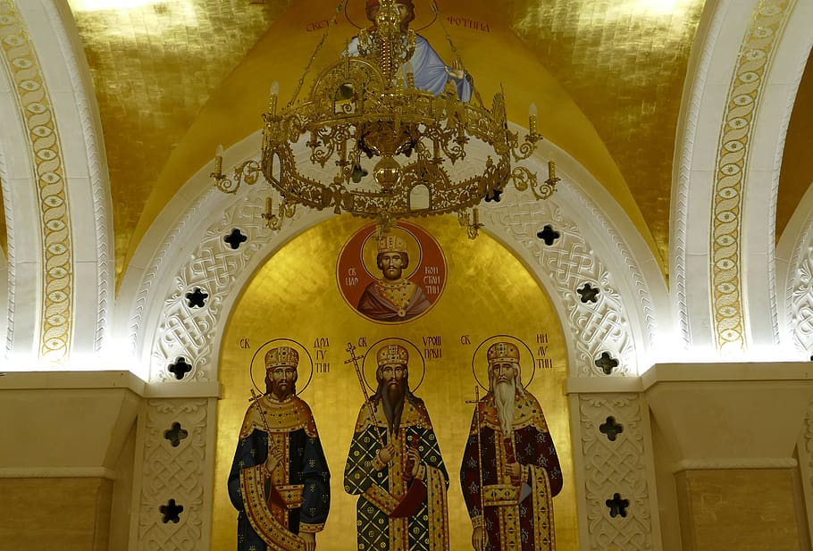 church, orthodox, golden, image, icon, christianity, dome, belgrade, HD wallpaper