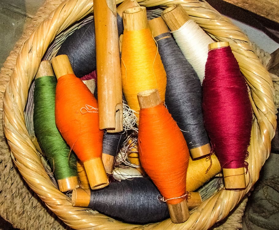 yarn, basket, colours, colorful, loom, traditional, cyprus