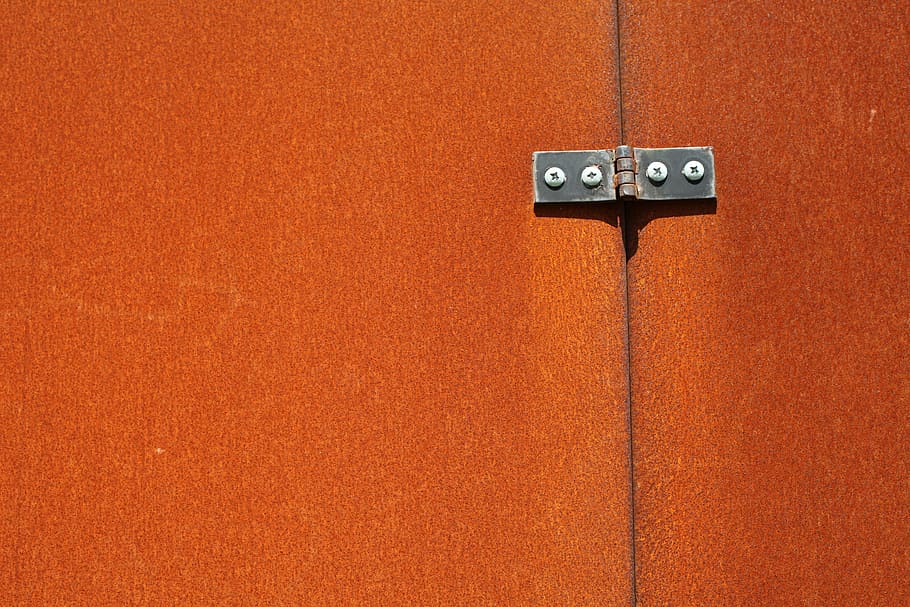 gray door hinge, abstract, corten, structure, rust, background, HD wallpaper