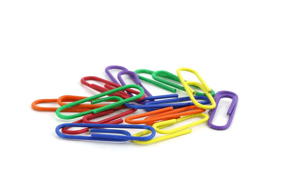 multicolored paper clips, attach, hold, isolated, office, supplies HD wallpaper