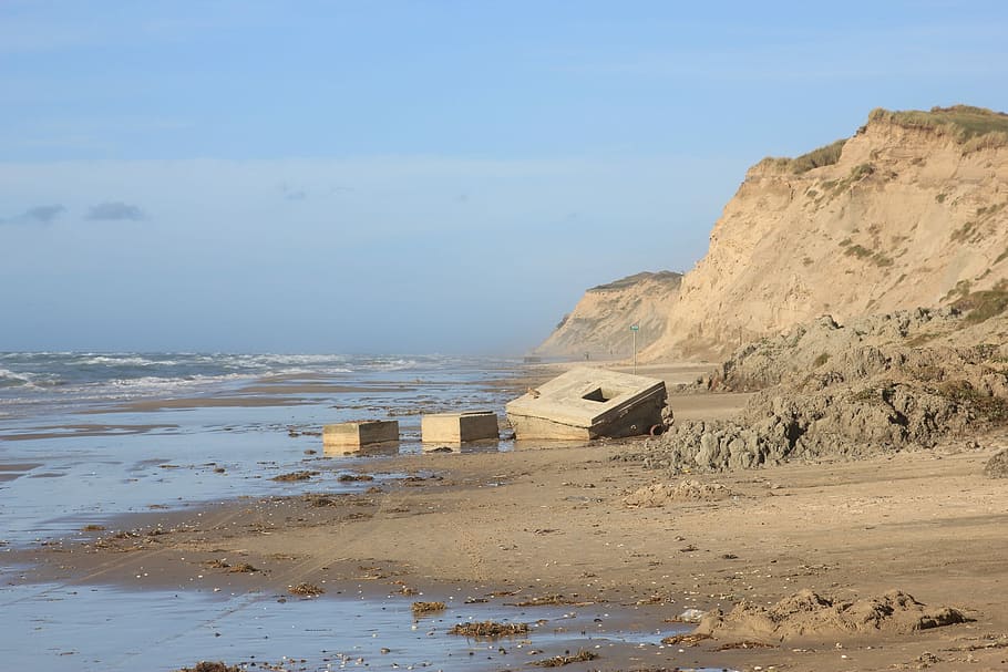 Beach, Holiday, Bunker, Denmark, Sand, water, sea, nature, no people HD wallpaper