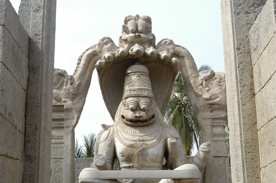 Hampi, Temple, Figure, Statue, Stone, india, world heritage site HD wallpaper