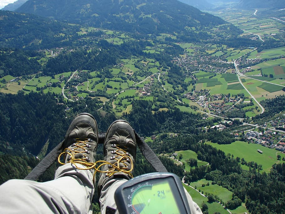 person taking photo of mountain above, Paragliding, Fly, Gps HD wallpaper