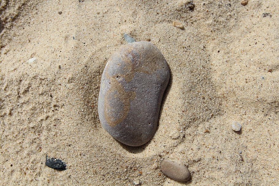 stone, sand, beach, land, high angle view, nature, no people HD wallpaper
