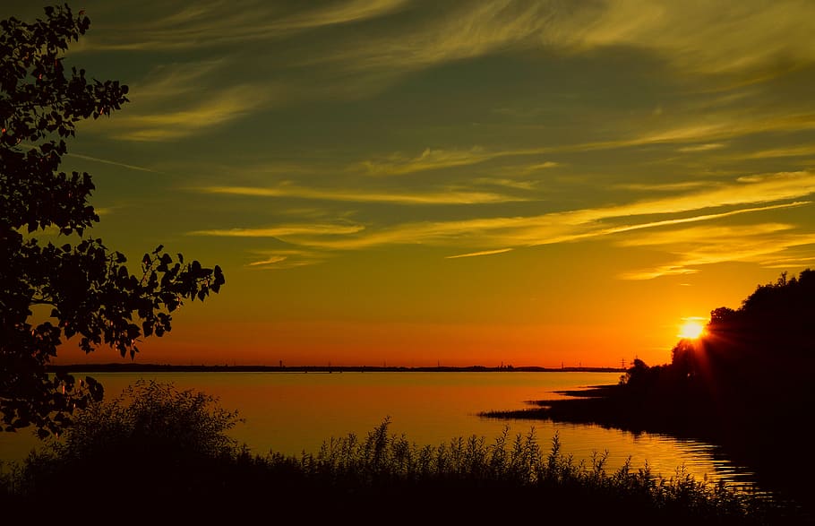 sunset, dawn, dusk, nature, landscape, schönwetter, evening HD wallpaper
