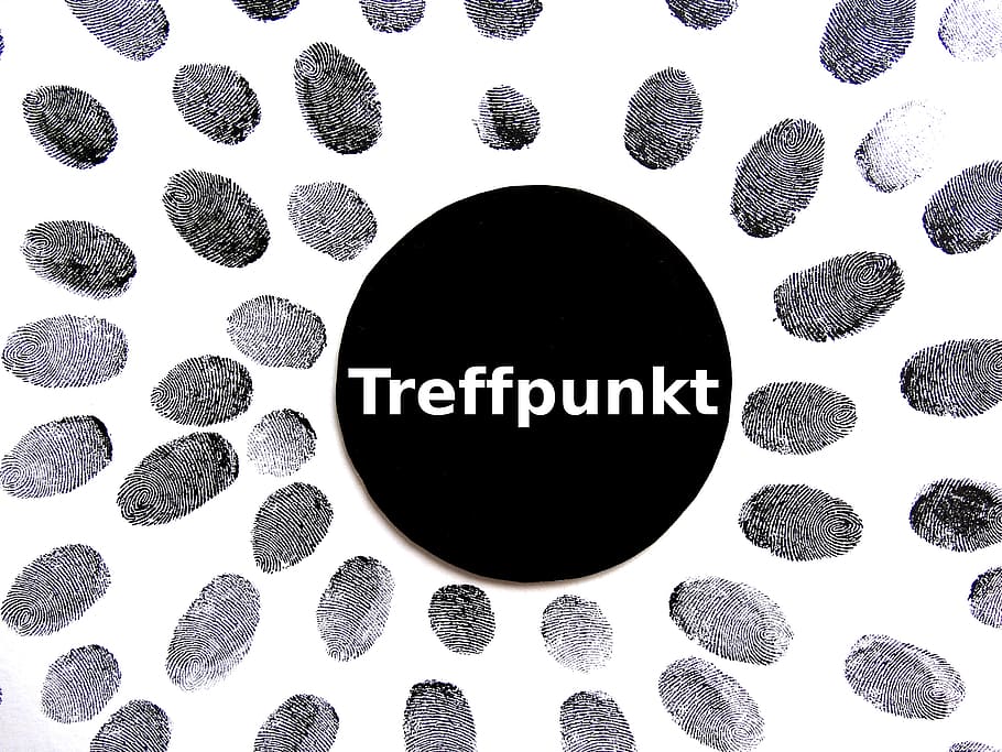 black background with treffpunkts text overlay, fingerprint HD wallpaper