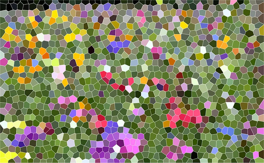 green and multicolored mosaic artwork, stones, structure, pattern HD wallpaper