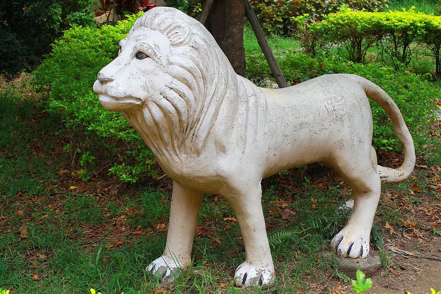 lion, statue, park, sculpture, representation, art and craft HD wallpaper