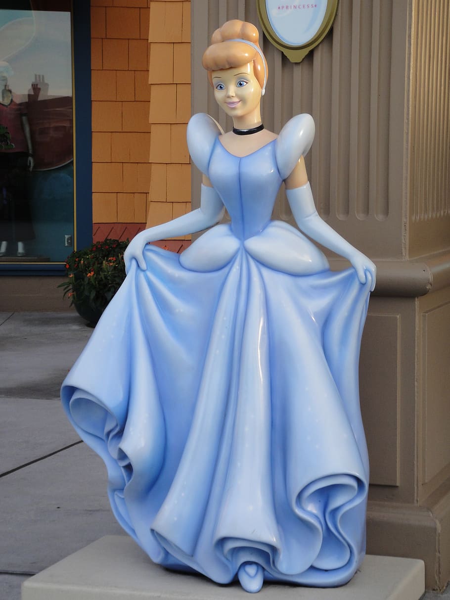 1024x1024px | free download | HD wallpaper: Disney Cinderella statue,  princess, character, blue, florida | Wallpaper Flare