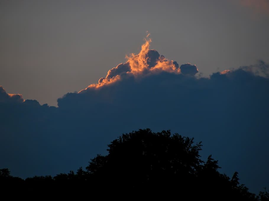 clouds, sun light, evening, sunset, sundown, silhouette, sky HD wallpaper