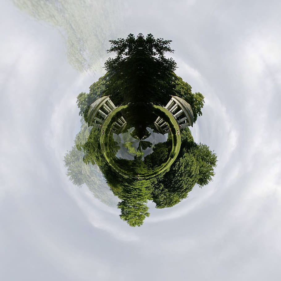 graphic, fantasy, tree, plant, cloud - sky, nature, circle HD wallpaper