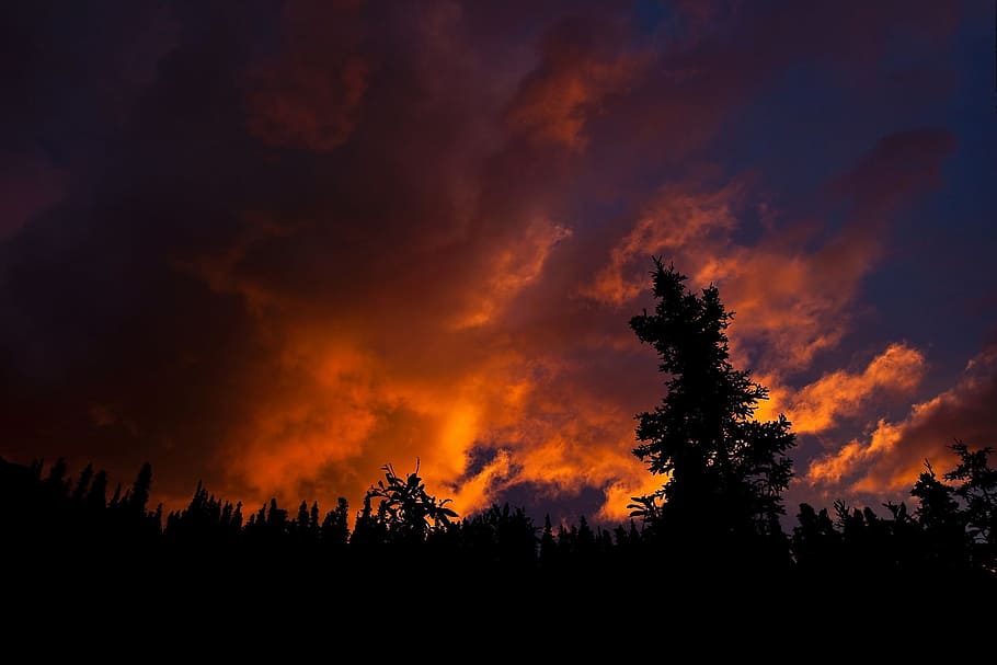 sunset, landscape, twilight, dusk, sunshine, sky, colorful HD wallpaper