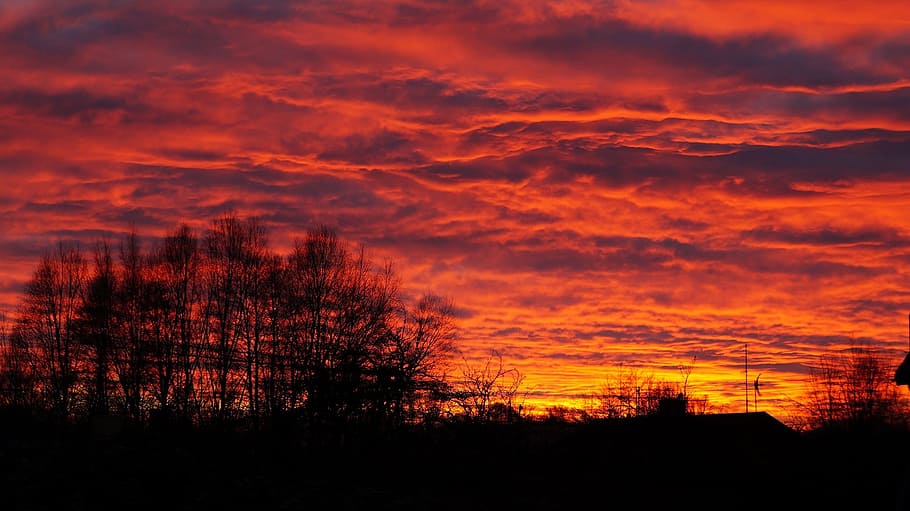 West, Sun, Evening, Twilight, Landscape, nature, view, red HD wallpaper