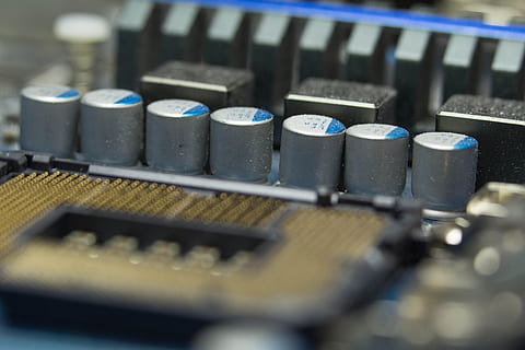 capacitors, cpu, intel, processor, technology, electronic, board HD wallpaper