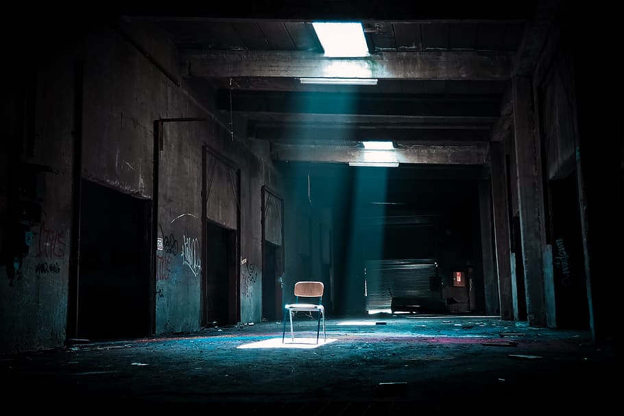Chair on Abandoned Place With a Spotlight Coming from Outside, HD wallpaper