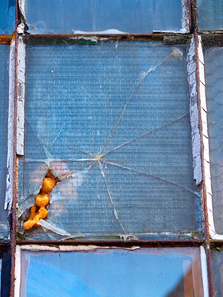 glass, window, broken, damaged, rough, day, no people, wood - material HD wallpaper
