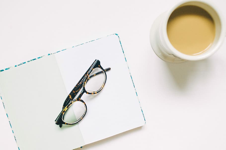 Coffee and glasses, book, cup, espresso, minimal, minimalistic HD wallpaper