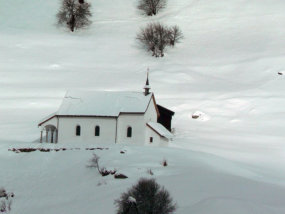 switzerland, glacier express, trains, winter, snow, church