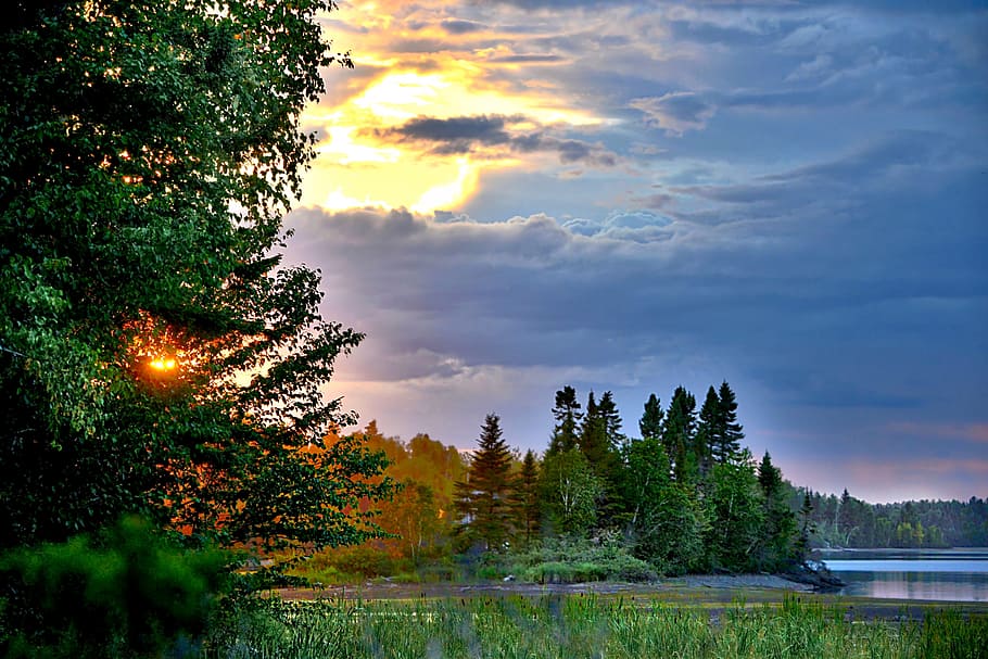 Landscape, Sunset, Nature, Sky, twilight, clouds, colors, lake HD wallpaper
