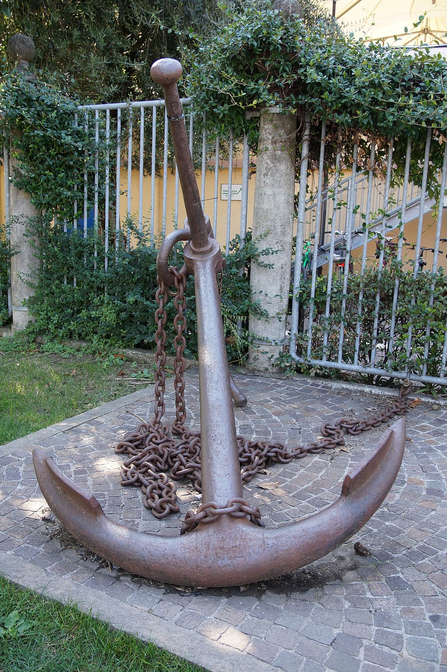 anchor, iron, rusty, shipping, plant, tree, day, no people HD wallpaper