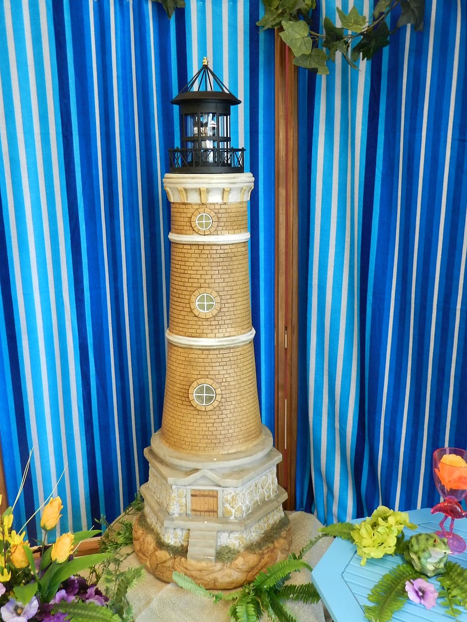 Background, Scrapbooking, Lighthouse, decor, spring, blue, curtain HD wallpaper