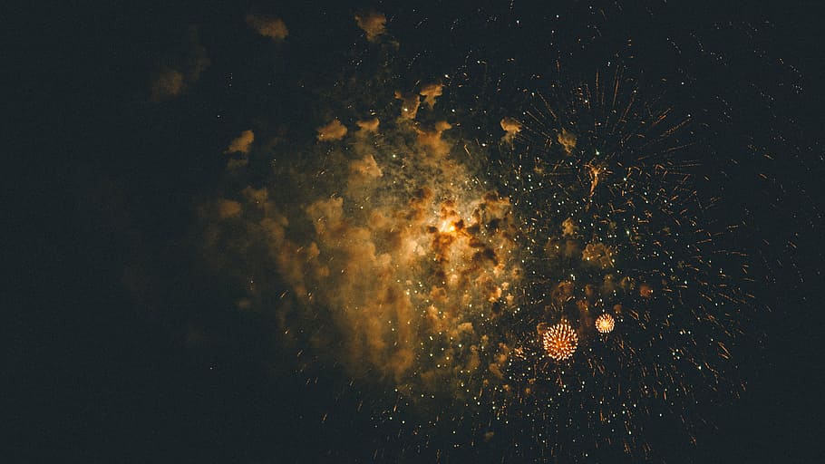 photo of clouds during nighttime, sky, sparks, firecracker HD wallpaper