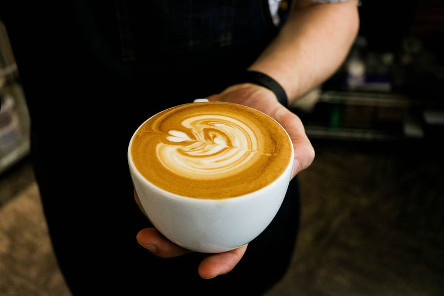 person holding cappuccino cup, coffee, hot, drink, espresso HD wallpaper