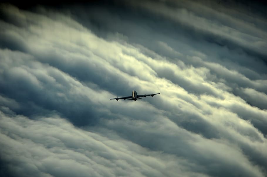 white plane over white clouds, airplane, storm, military, fly over HD wallpaper