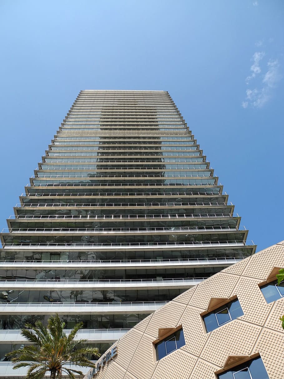 skyscraper, facade, building, perspective, architecture, built structure HD wallpaper