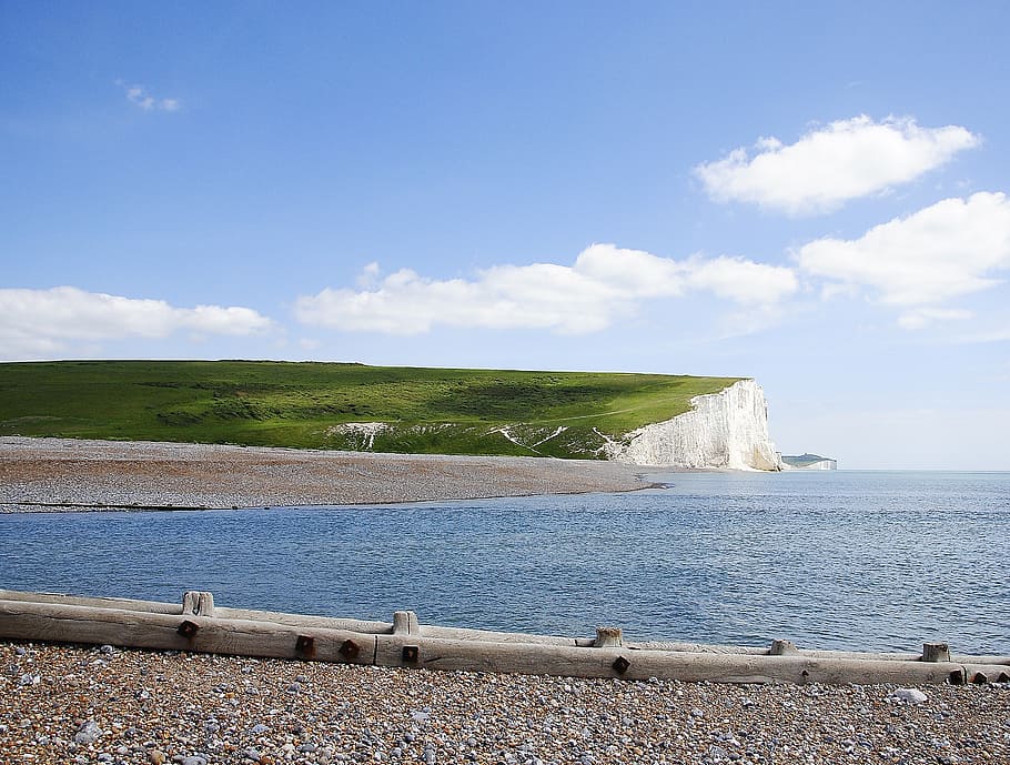 cliffs, sea, white cliffs, nature, landscape, water, coast HD wallpaper