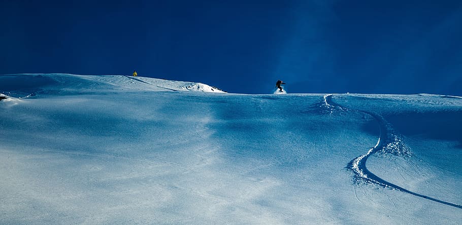 man on top of snowy hill during daytime, cold, landscape, mountain HD wallpaper