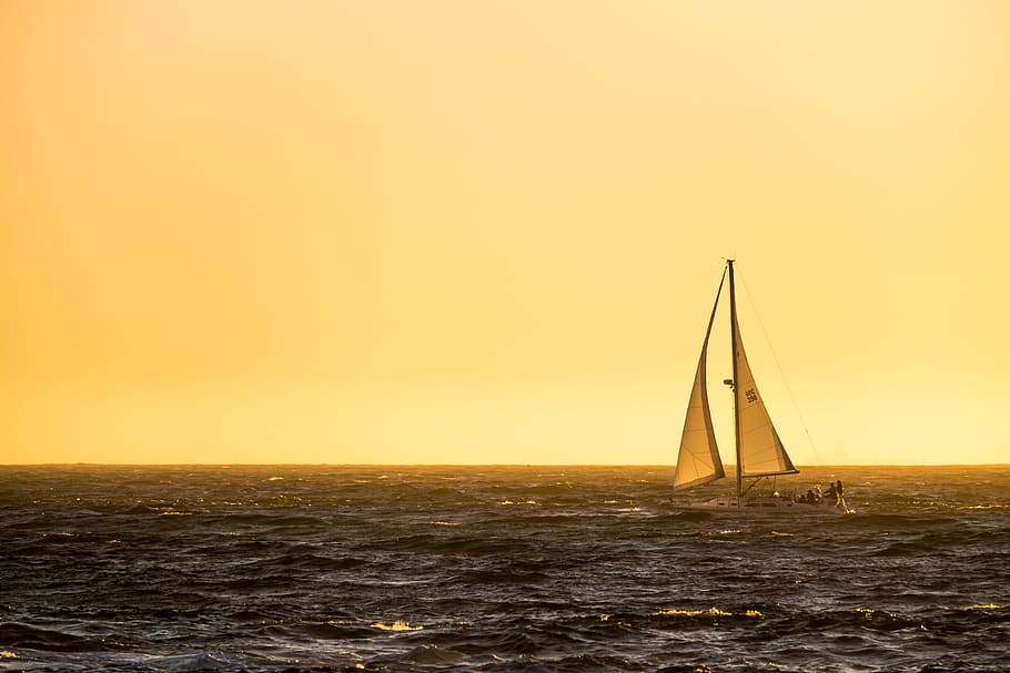boat sailing on body of water, by tech, ocean, sailing boat HD wallpaper
