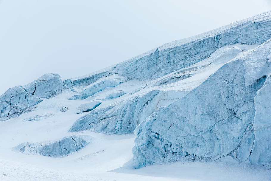 glaciers during daytime, hill covered with snow at daytime, white HD wallpaper