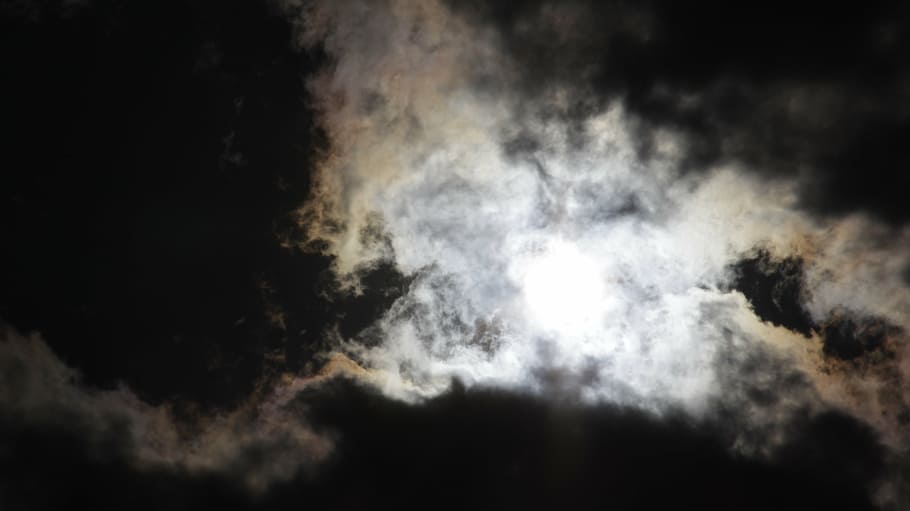 sun, black clouds, lights, against day, sun's rays, nature HD wallpaper