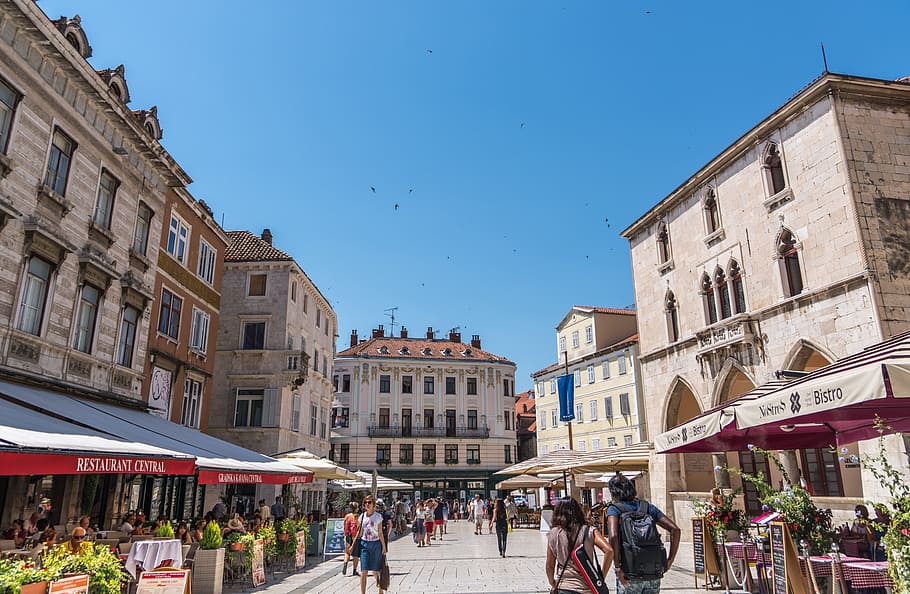 people walking on the alley during daytime, split, croatia HD wallpaper
