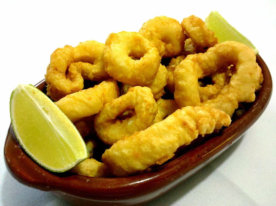 deep-fried, food, squid, lunch, meal, gourmet, nutrition, restaurant HD wallpaper
