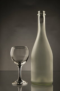 clear glass bottle besides wine glass, the bottle, drink, alcohol HD wallpaper