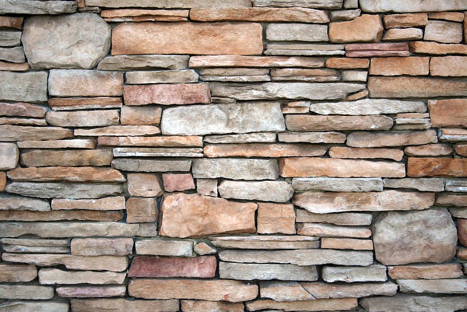 brown and gray brick wall, stone, background, texture, backgrounds HD wallpaper