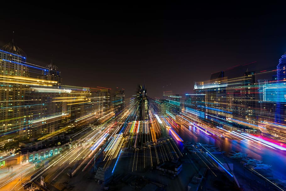 Time Lapse of the night in Dubai, United Arab Emirates, UAE, photo