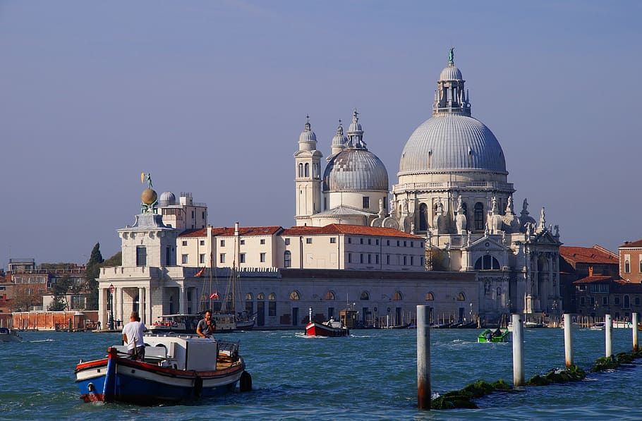 Venice, Santa Maria Della Salute, punta della dogana, italy, canale grande, HD wallpaper