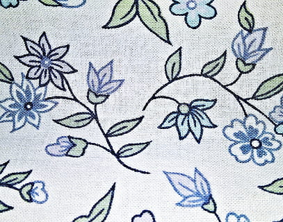 blue and green floral textile, fabric, cotton, white, flowering vines HD wallpaper