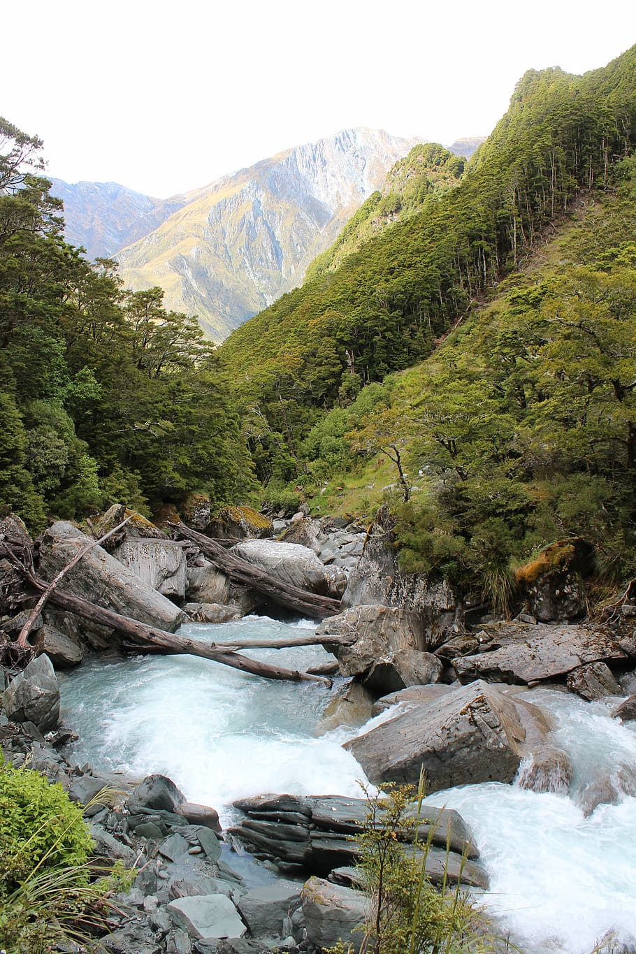 waterfall, landscape, view, mountain, trekking, new zealand HD wallpaper