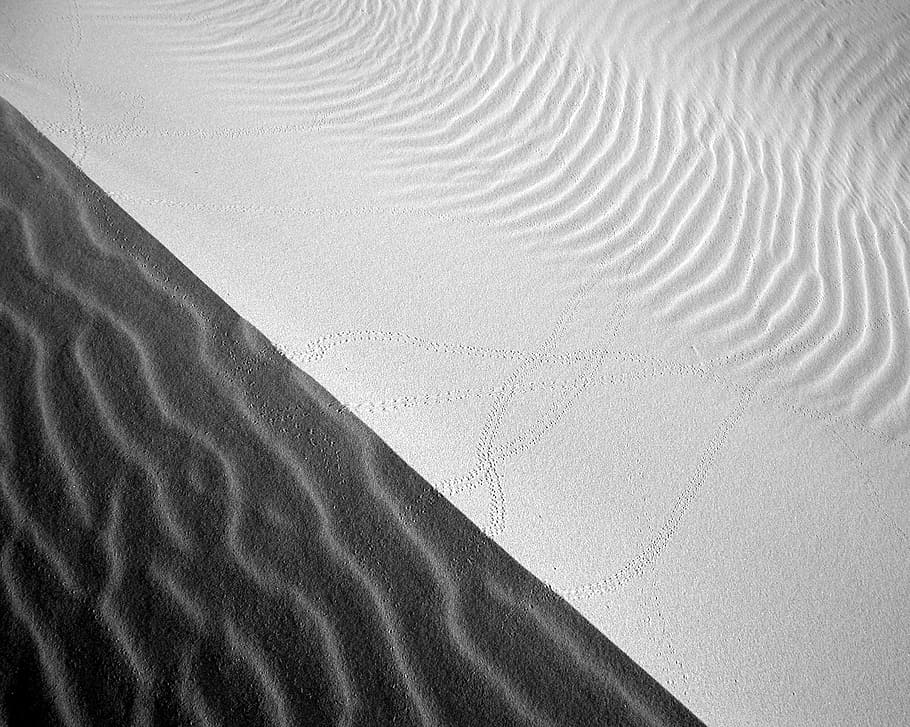 grayscale photography of sand, aerial photography of gray sand HD wallpaper