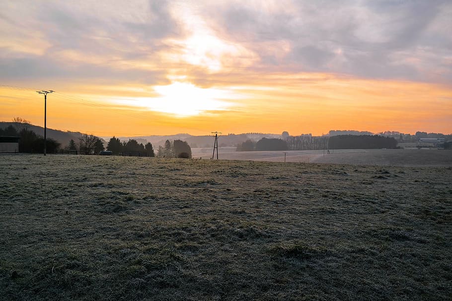 sunrise, sky, highlands, winter, morgenrot, skies, morgenstimmung HD wallpaper