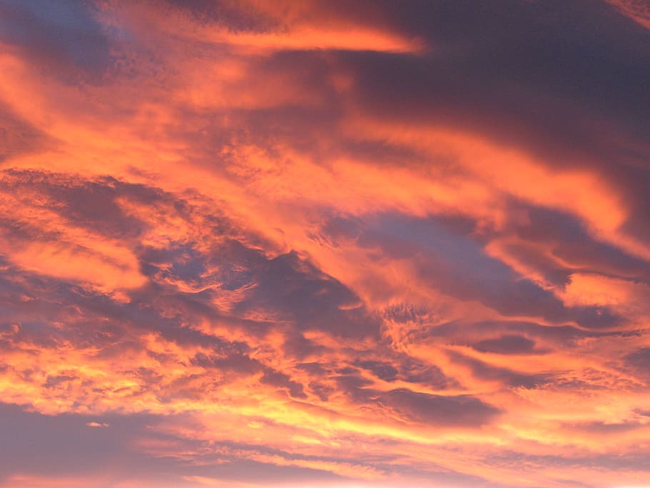 sunset, clouds, sky, light, sunlight, color, orange, evening sky HD wallpaper