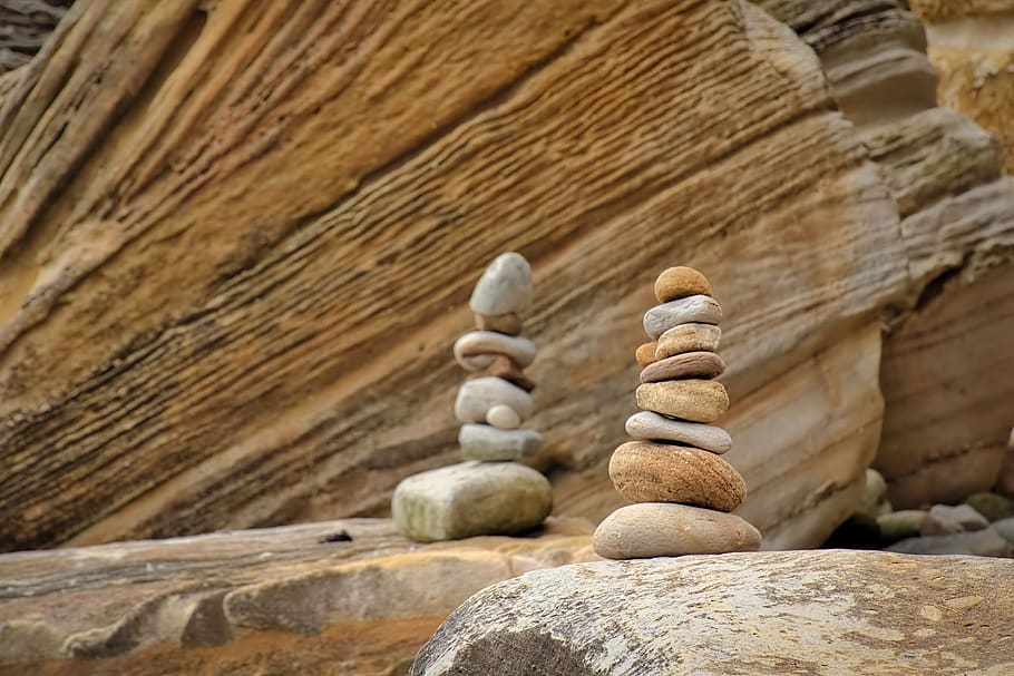 stones, sand stone, rock, stack, pile, tower, nature, rau, rock wall HD wallpaper