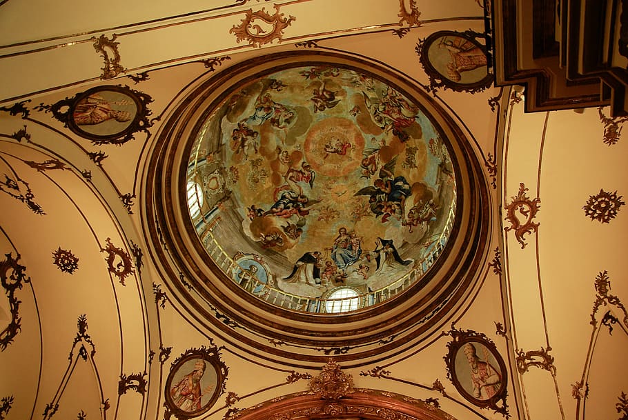 spain, lorca, church, painted ceiling, architecture, religion HD wallpaper
