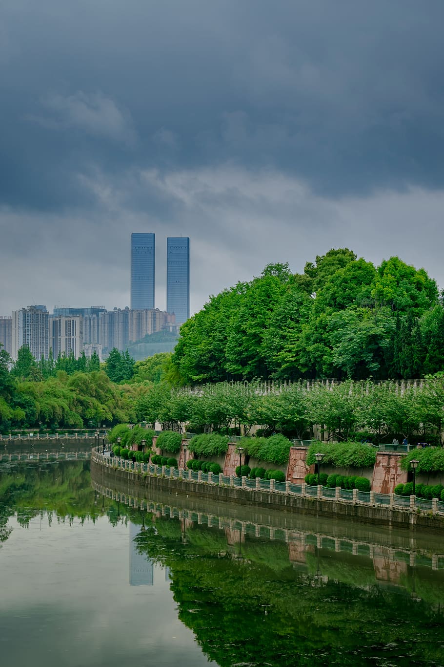 building, city, a bird's eye view, tourism, sky, guiyang, the nanming river